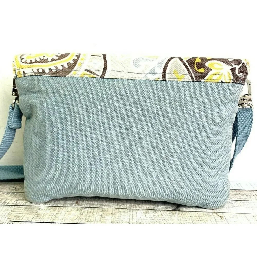 THIRTY-ONE BLUE COLORFUL PAISLEY COTTON FLAP X-BODY SHOULDER BAG HANDBAG PURSE